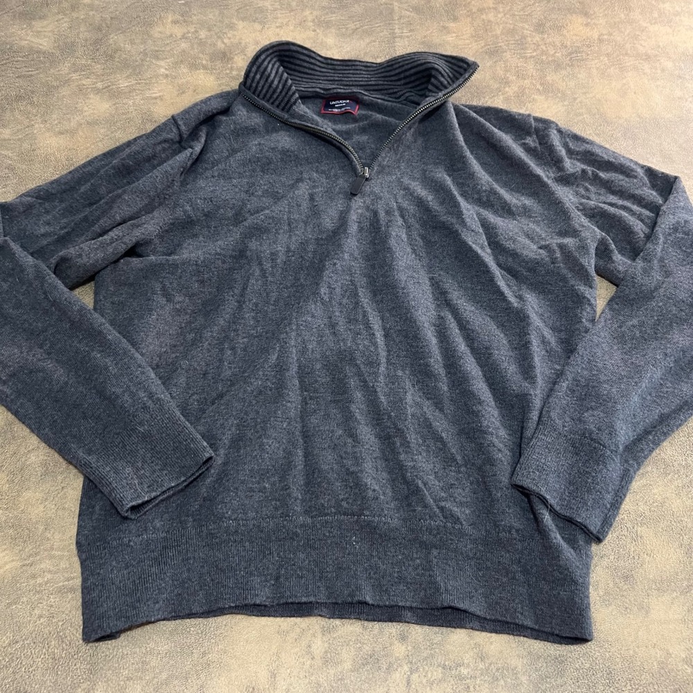 UNTUCKit Belguardo Quarter Zip Sweater Mens Medium Dark‎ Grey Merino Wool 31811